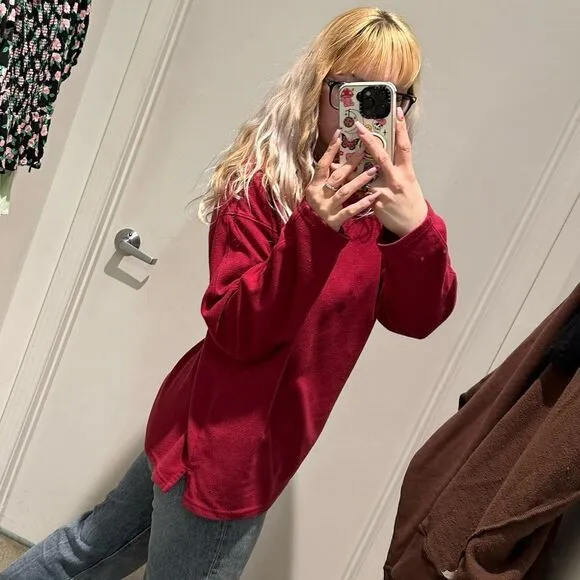 Patagonia magenta pink/red fleece long sleeve