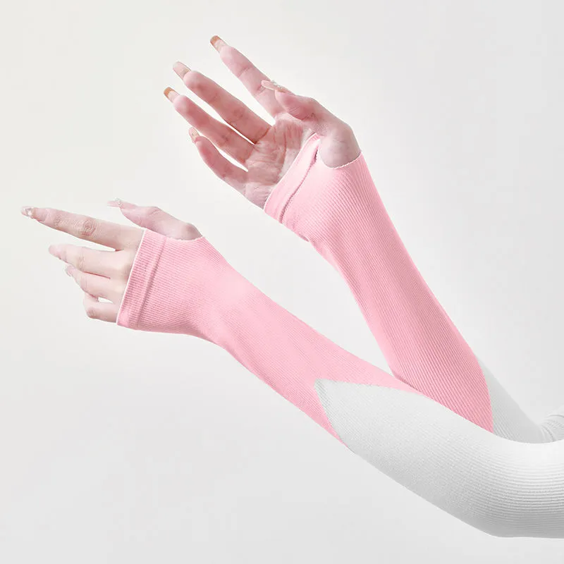 Patchwork Ice Silk Sun Protection Sleeves