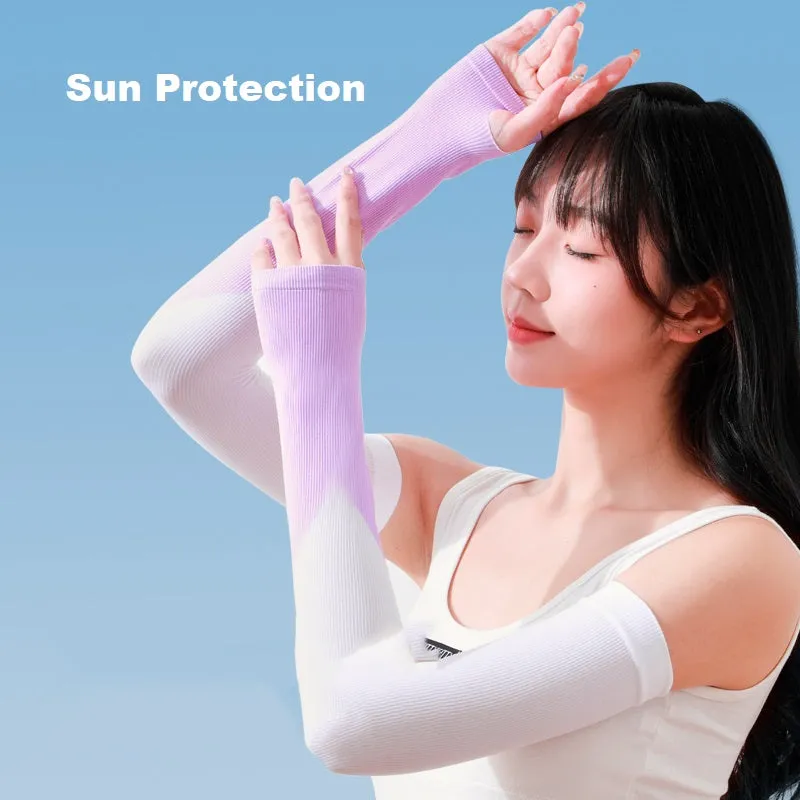 Patchwork Ice Silk Sun Protection Sleeves
