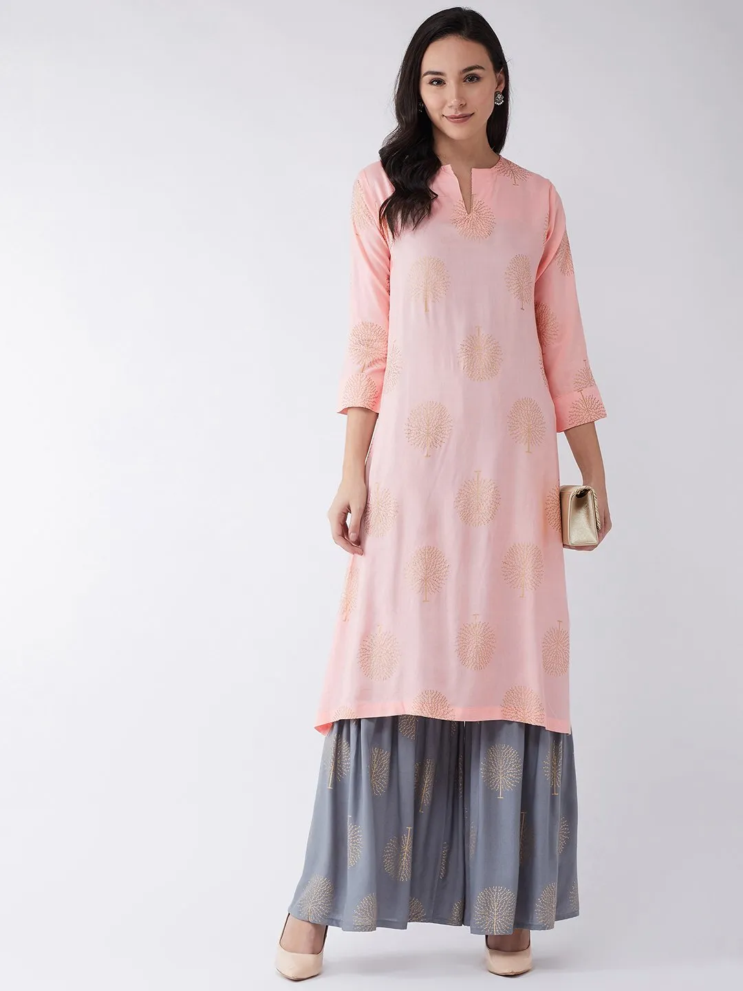 Peach Kurta with Gold Motifs