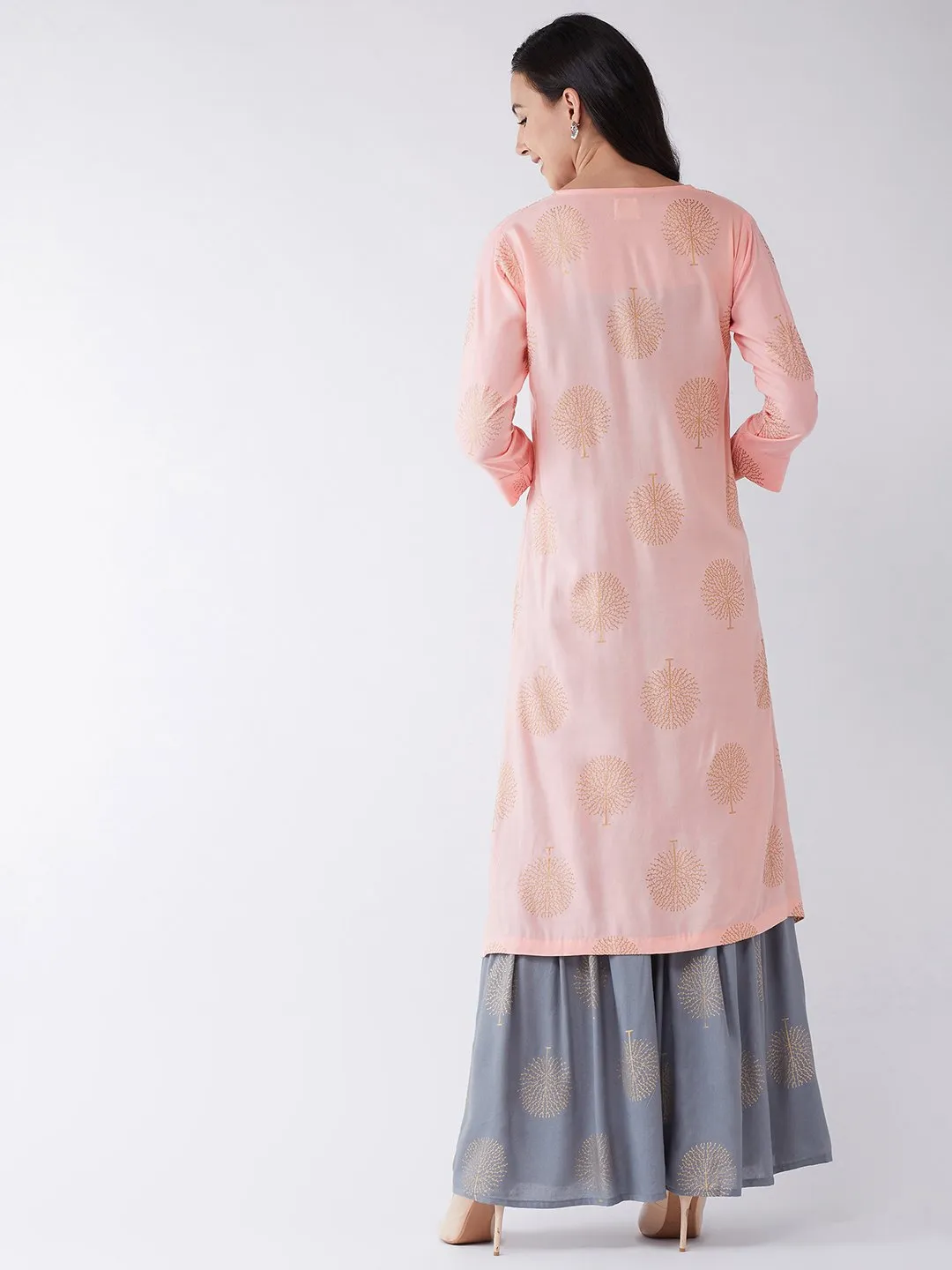 Peach Kurta with Gold Motifs