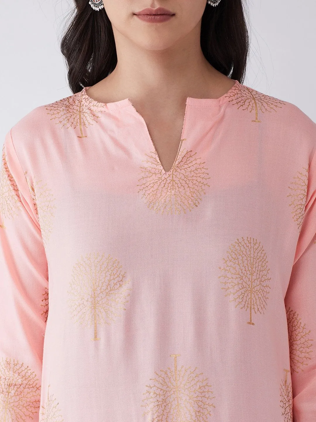 Peach Kurta with Gold Motifs