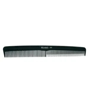 Pegasus 203, 7in Hard Rubber Hair Trimming/Cutting Tease Comb, Handmade, Seamless, Smooth Edges, Anti Static, Heat and Chemically Resistant, Everyday Grooming Comb | Peines de goma dura - Black