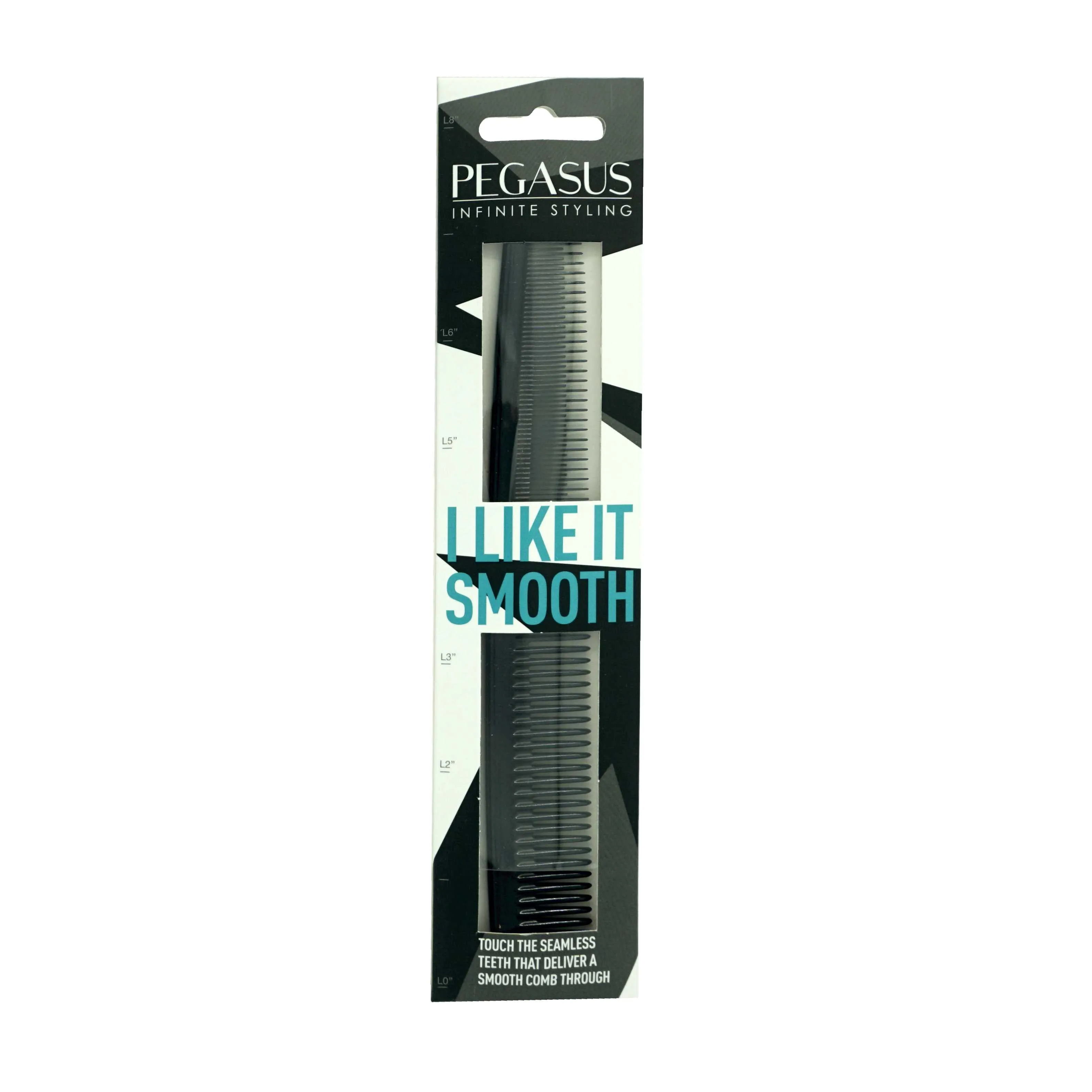 Pegasus 203, 7in Hard Rubber Hair Trimming/Cutting Tease Comb, Handmade, Seamless, Smooth Edges, Anti Static, Heat and Chemically Resistant, Everyday Grooming Comb | Peines de goma dura - Black