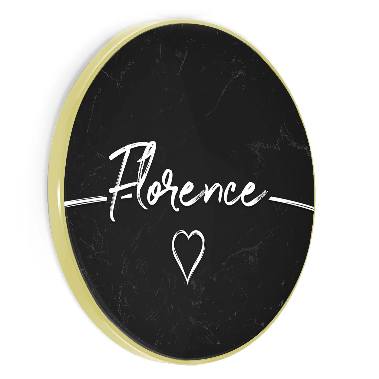 Personalised Wireless Charger with Stylish Text and Heart on Faded Black Marble