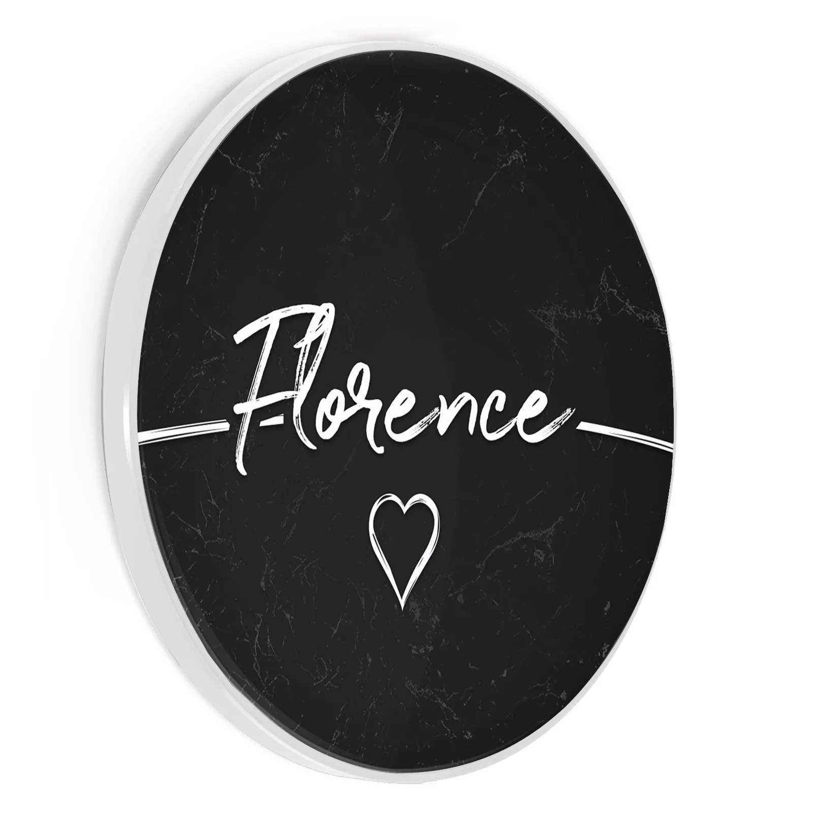 Personalised Wireless Charger with Stylish Text and Heart on Faded Black Marble
