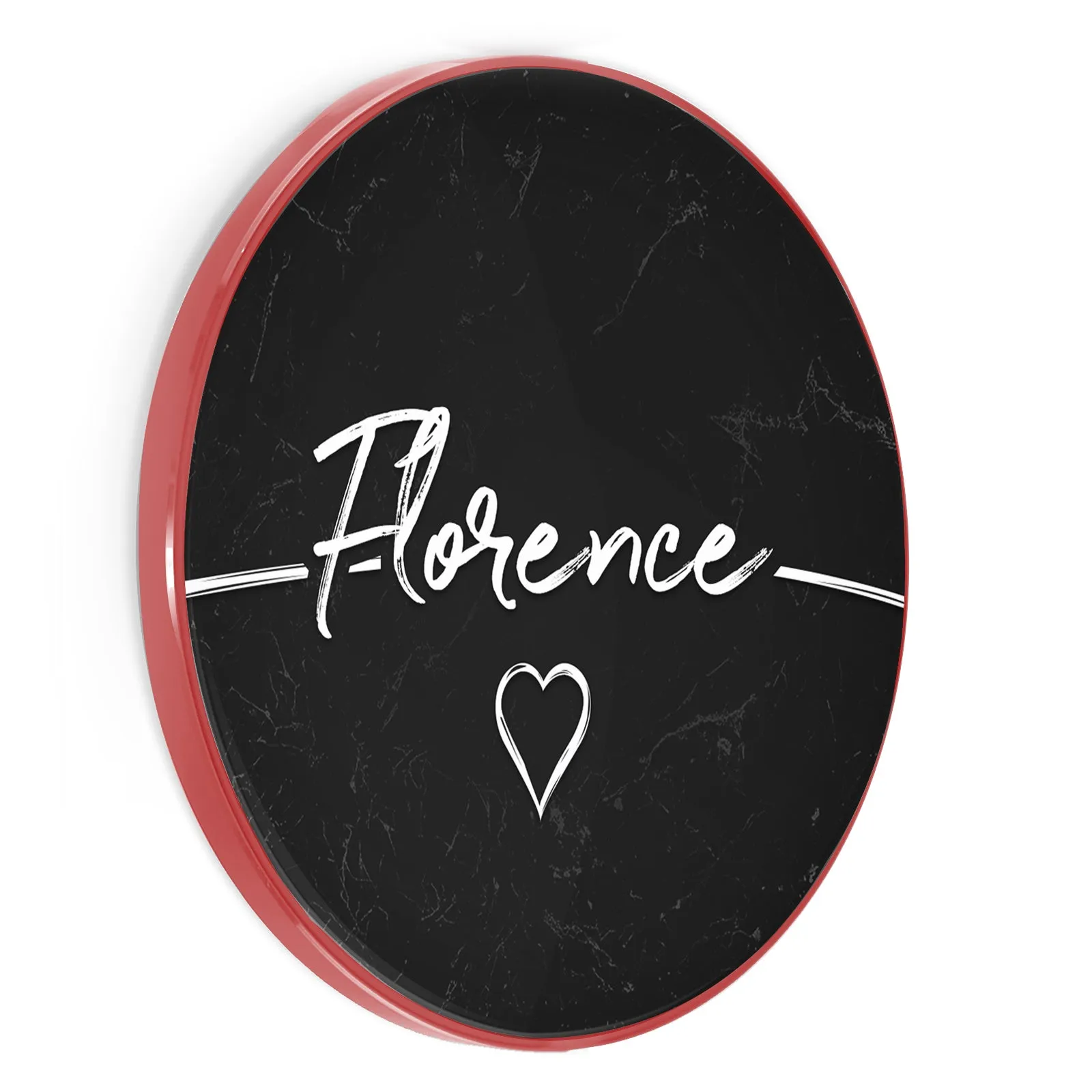 Personalised Wireless Charger with Stylish Text and Heart on Faded Black Marble