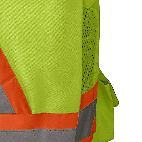 Pioneer Lightweight Durable Hi Vis Surveyor Safety Vest, Multi-Pocket, Snap Button