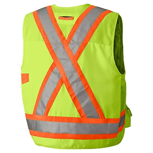 Pioneer Lightweight Durable Hi Vis Surveyor Safety Vest, Multi-Pocket, Snap Button