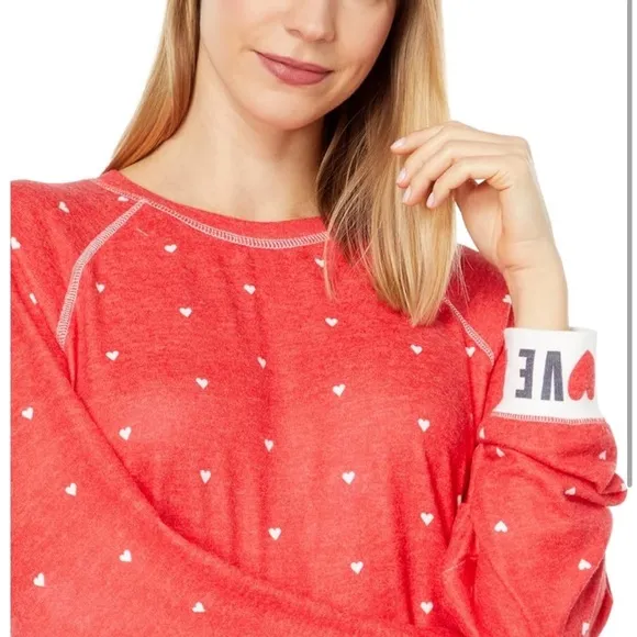 PJ Salvage Womens NWT Red Heart Print Sweatshirt