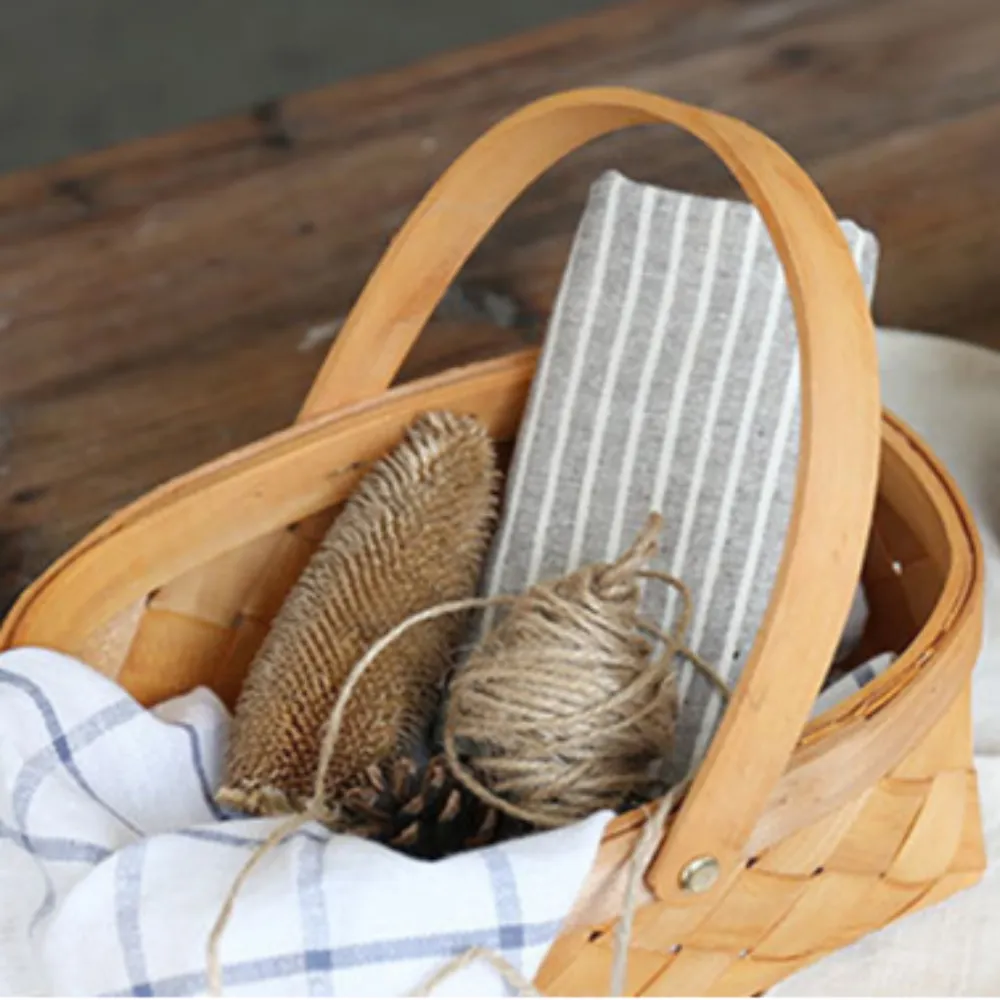Portable Hand Woven Rattan Basket - Large
