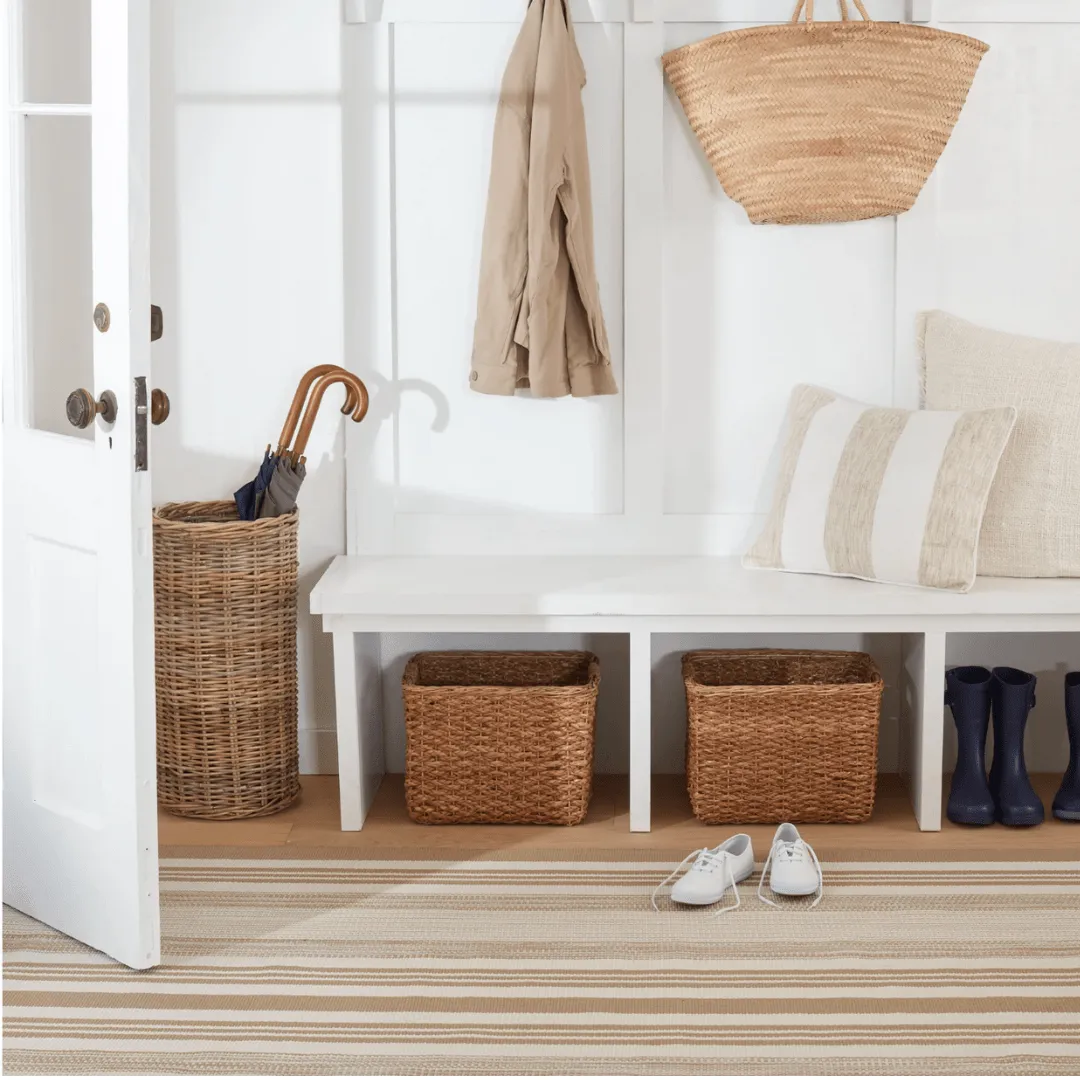 Quincy Stripe Handwoven Indoor/Outdoor Rug - Khaki