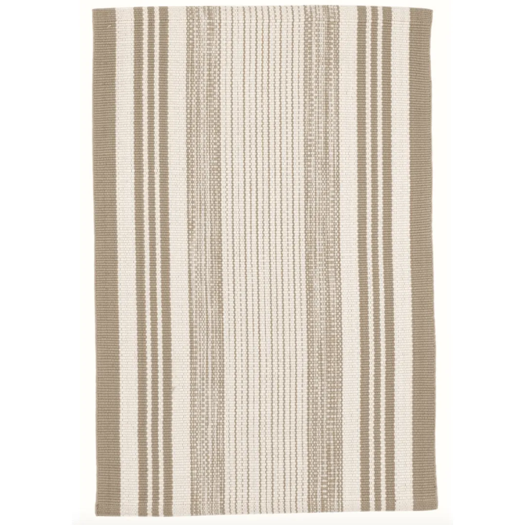 Quincy Stripe Handwoven Indoor/Outdoor Rug - Khaki