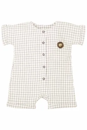 "Niklas" Checked Organic Cotton Romper