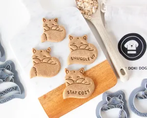 "Stay Cozy" & "Snuggle Up" Sleepy Fox Shape Cookie Cutter