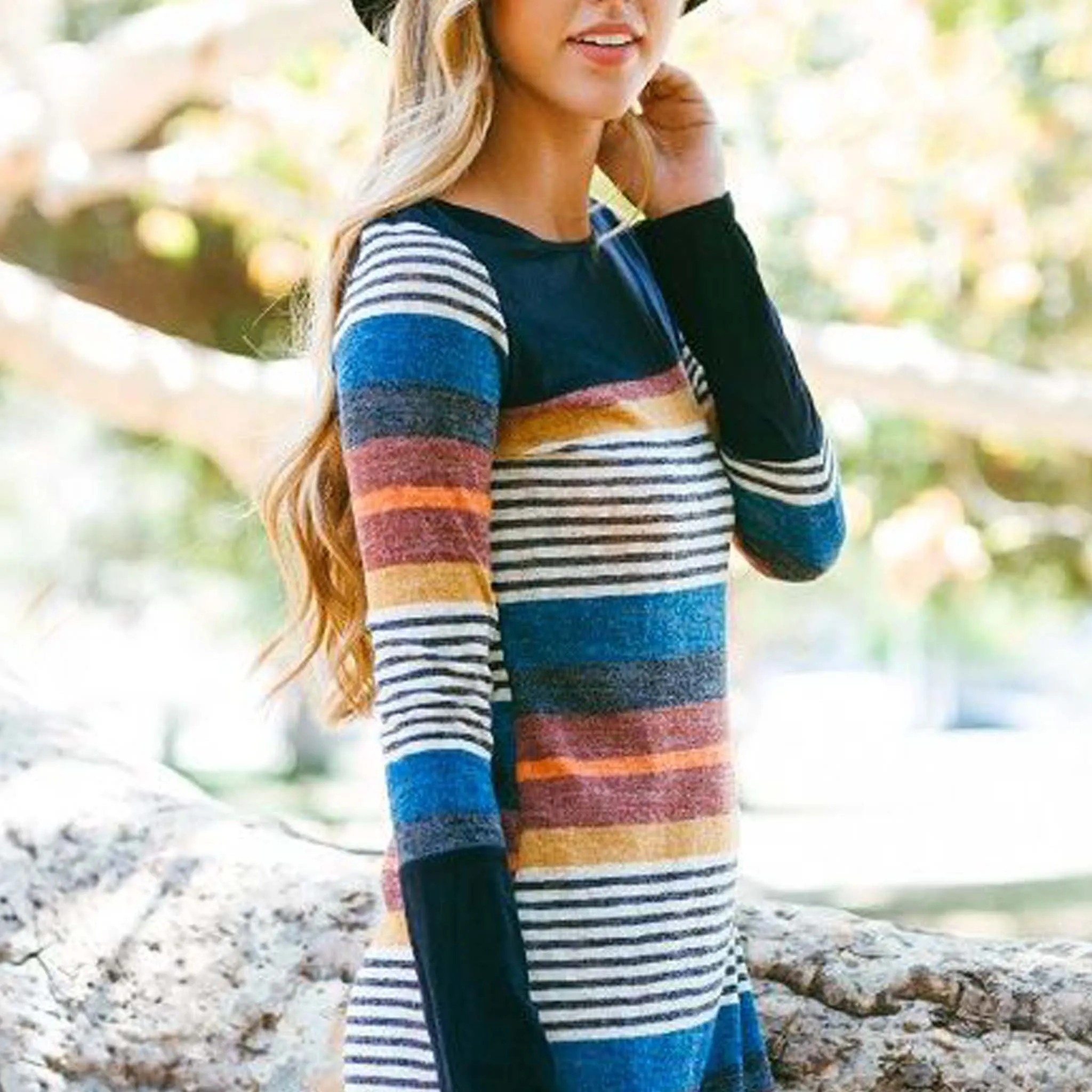 Rocky Stripe Dress in Black