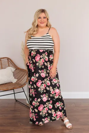 Searching For Me Floral Maxi Dress- Black