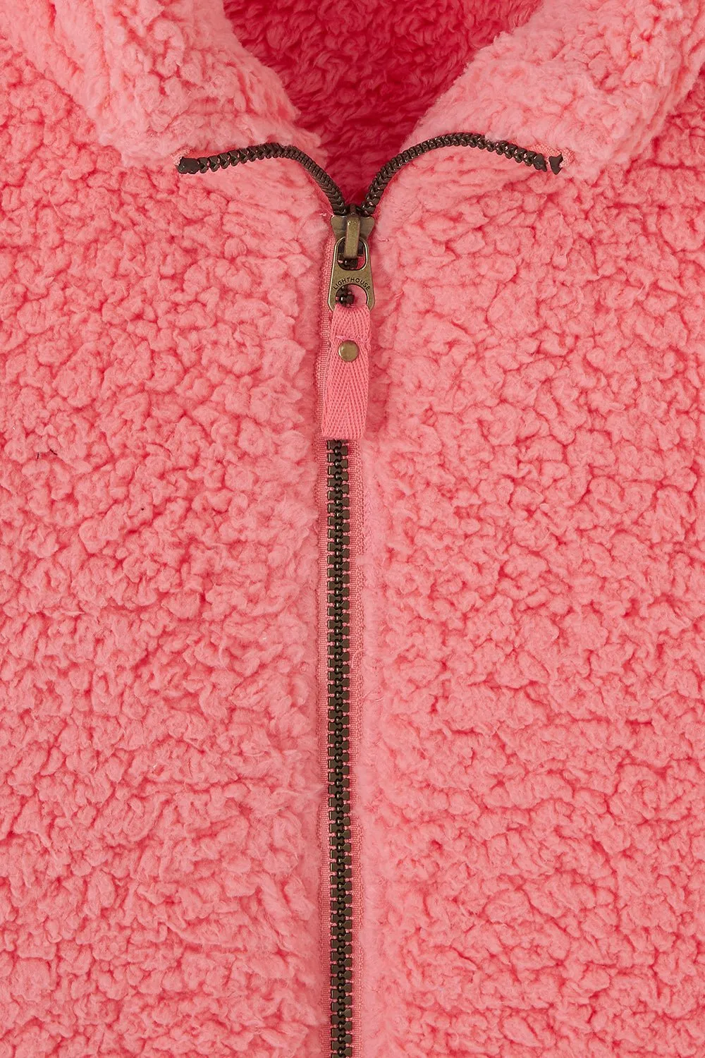 Seashell Full Zip Sherpa Fleece - Sugar Coral