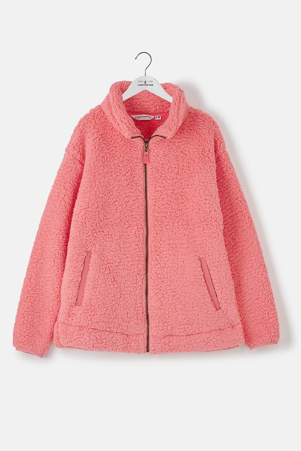 Seashell Full Zip Sherpa Fleece - Sugar Coral