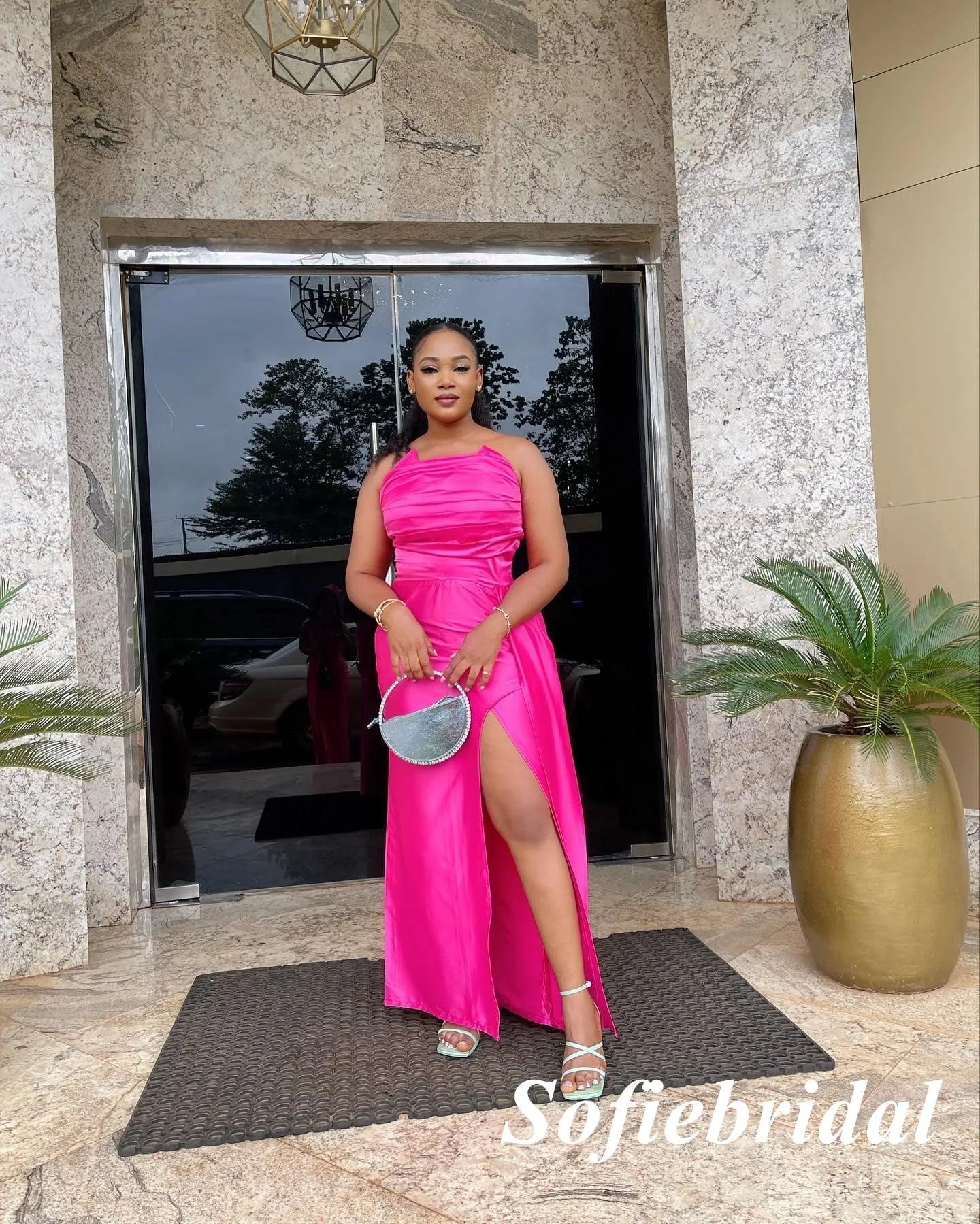 Sexy Satin Sweetheart Sleeveless Side Slit Mermaid Long Prom Dresses, PD0920