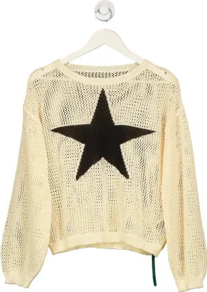 Shein Cream Star Knit Jumper UK S
