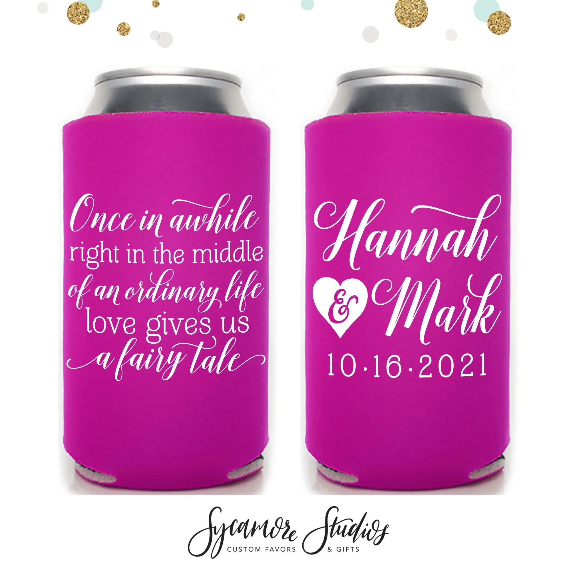 Slim 12oz Wedding Can Cooler #85S - Fairy Tale
