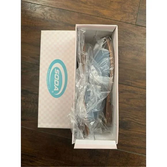 Soda Blue Faux Suede Flat Size 7