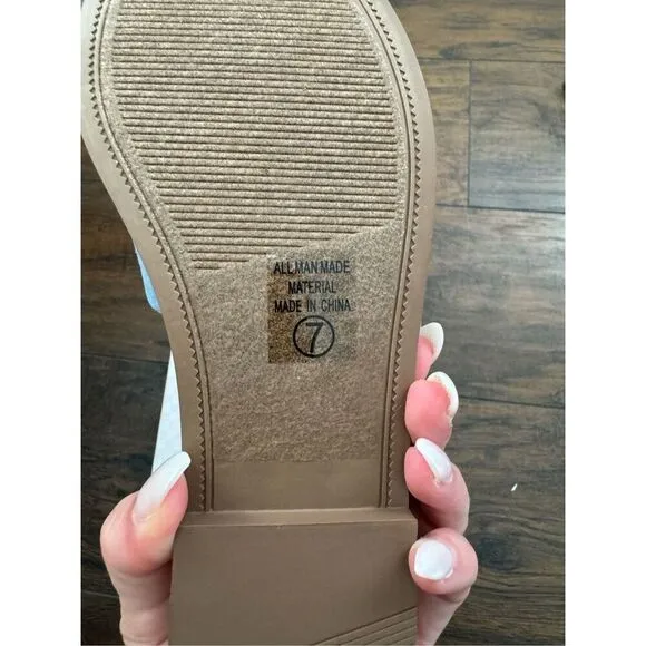 Soda Blue Faux Suede Flat Size 7