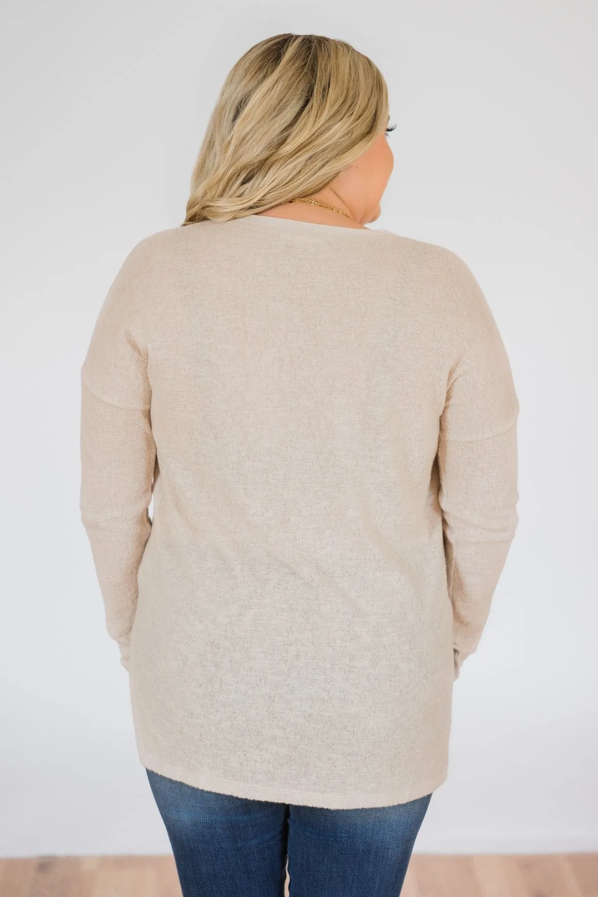 Soft & Cozy 4-Button Henley Top- Taupe
