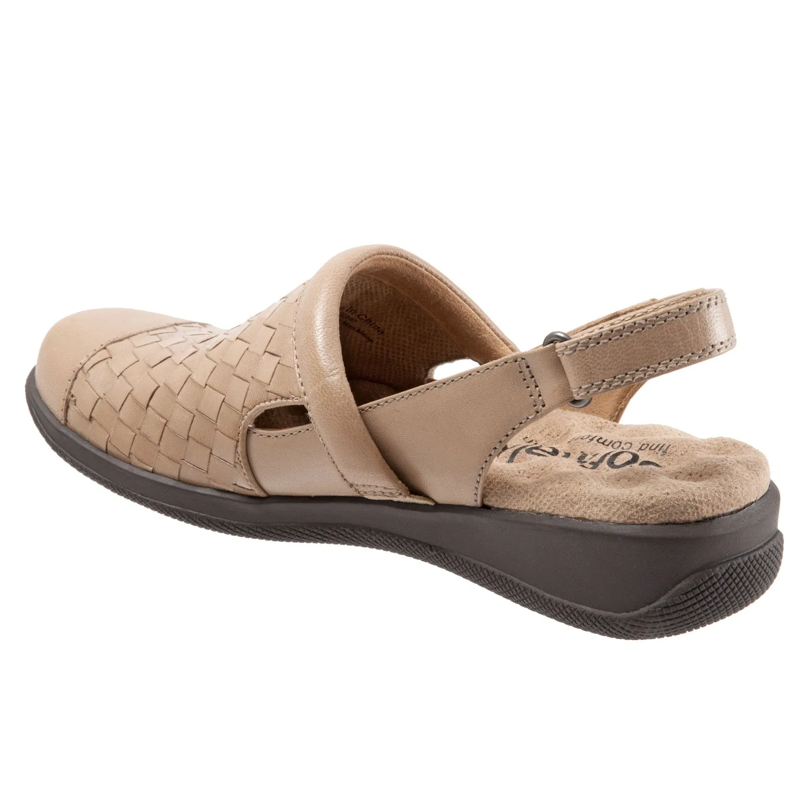 Softwalk Salina Woven S1365-102 Womens Brown Narrow Clog Flats Shoes
