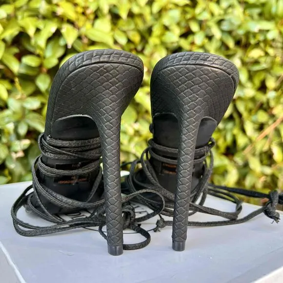 Steve Madden Premier Sandals Black Strappy Heels Size 9