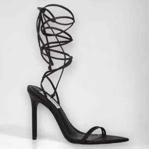 Steve Madden Premier Sandals Black Strappy Heels Size 9