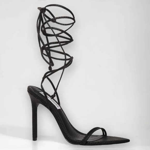 Steve Madden Premier Sandals Black Strappy Heels Size 9
