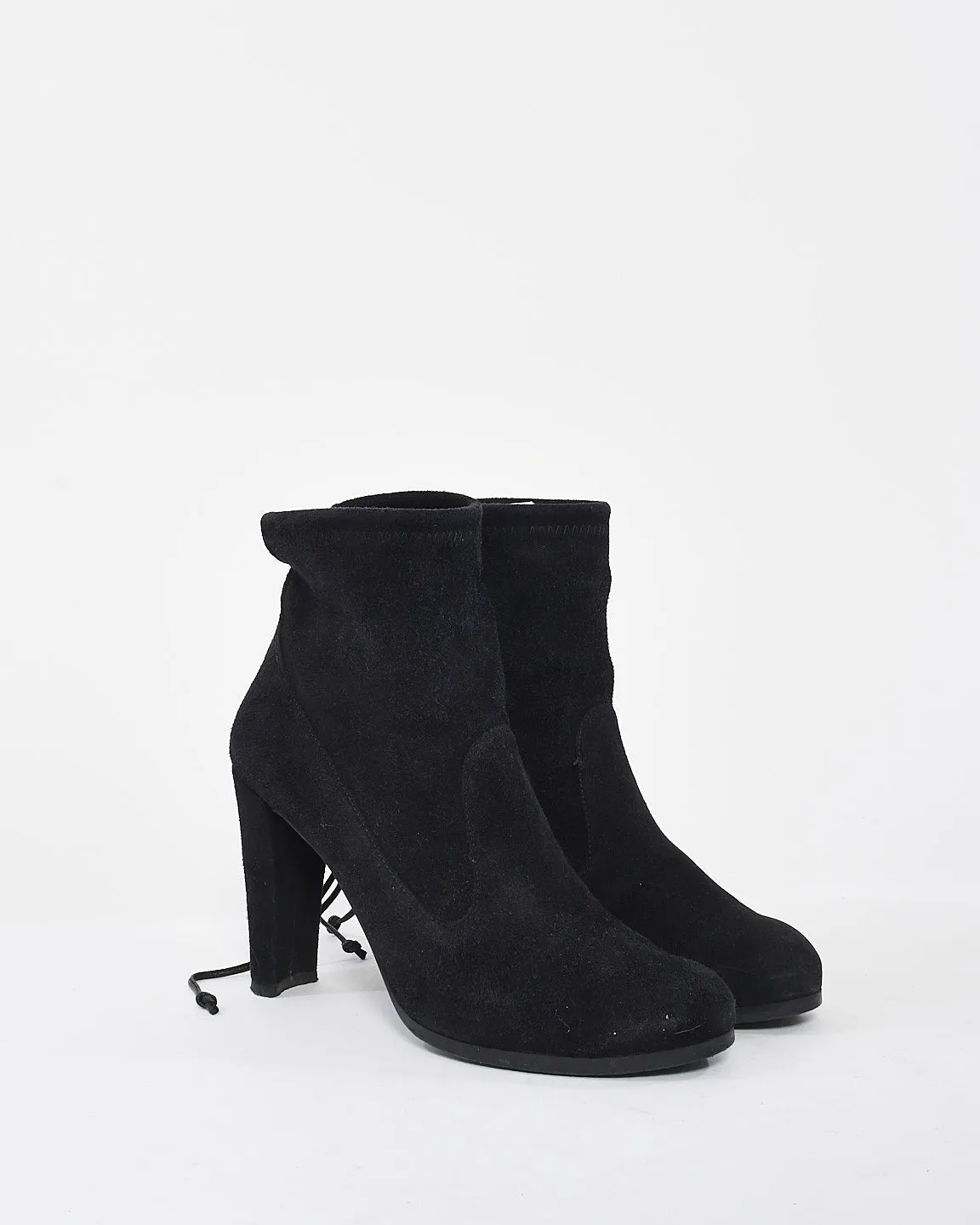 Stuart Weitzman Black Suede Ankle Booties - 7