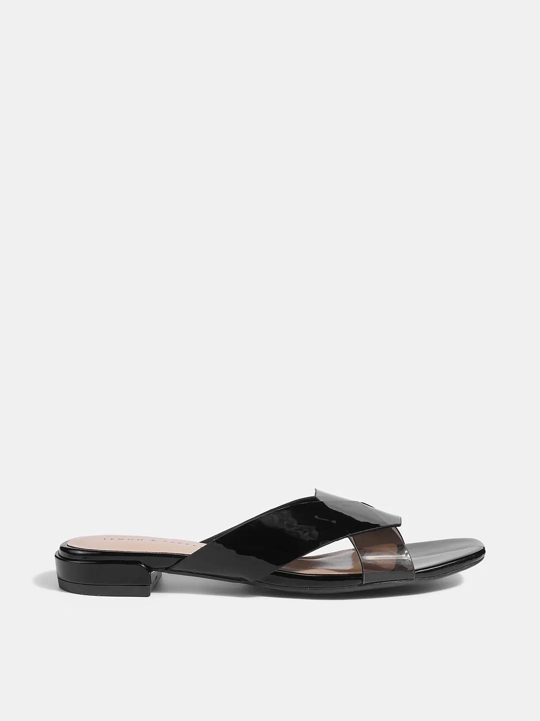 Stylish Black Sliders with Transparent Cross Straps