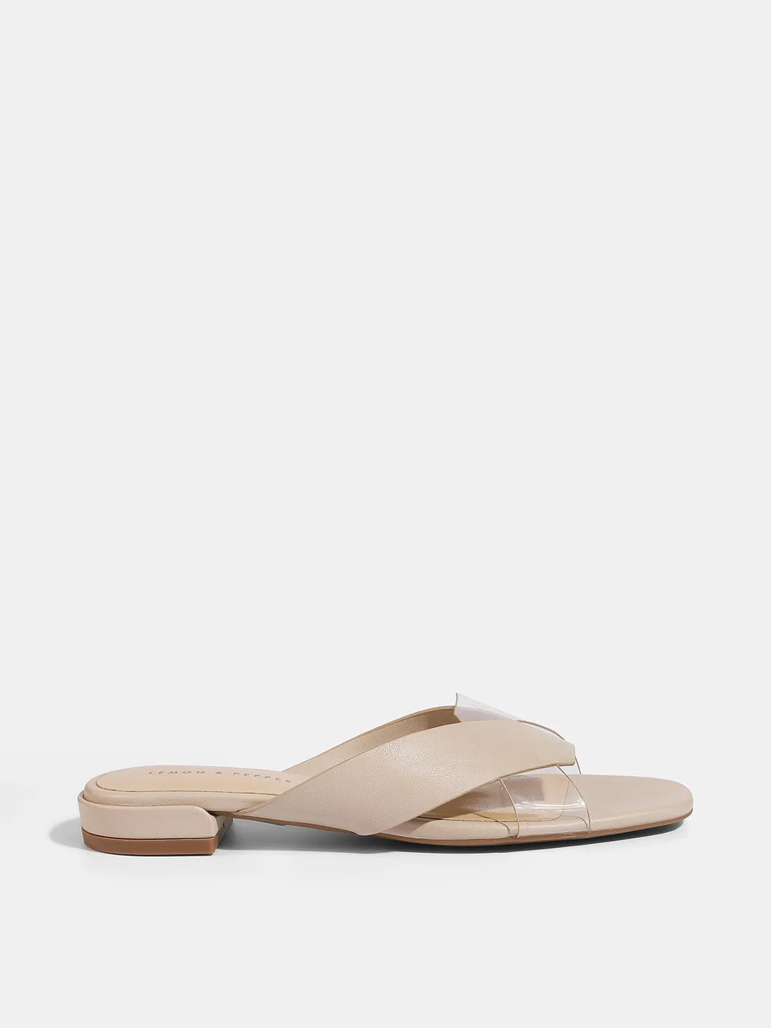 Stylish Black Sliders with Transparent Cross Straps