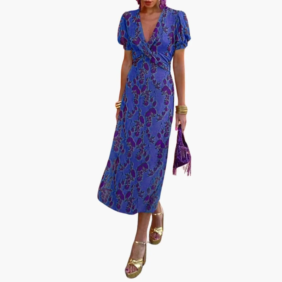 Stylish Leaf Pattern Dress for Women