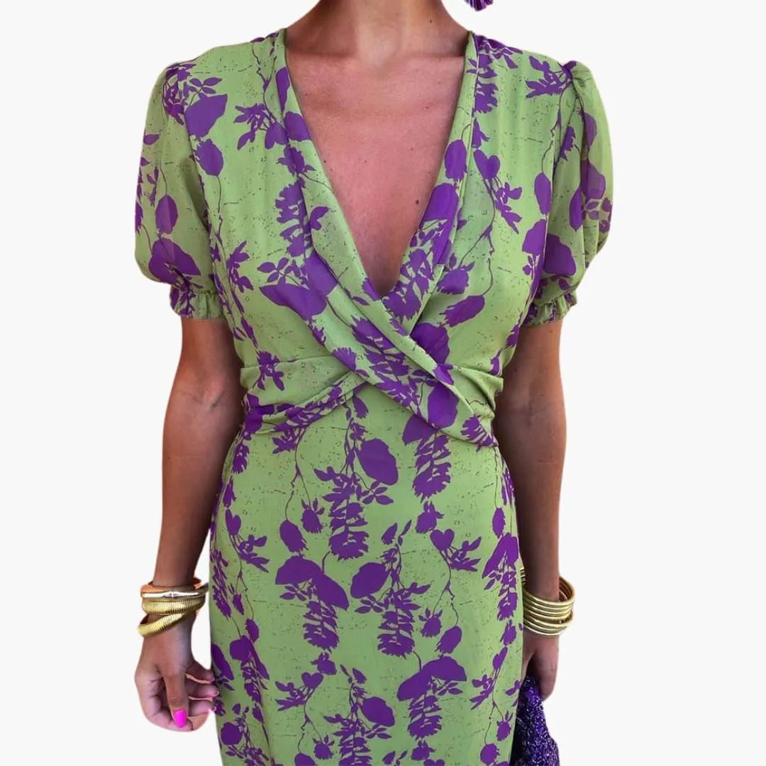 Stylish Leaf Pattern Dress for Women