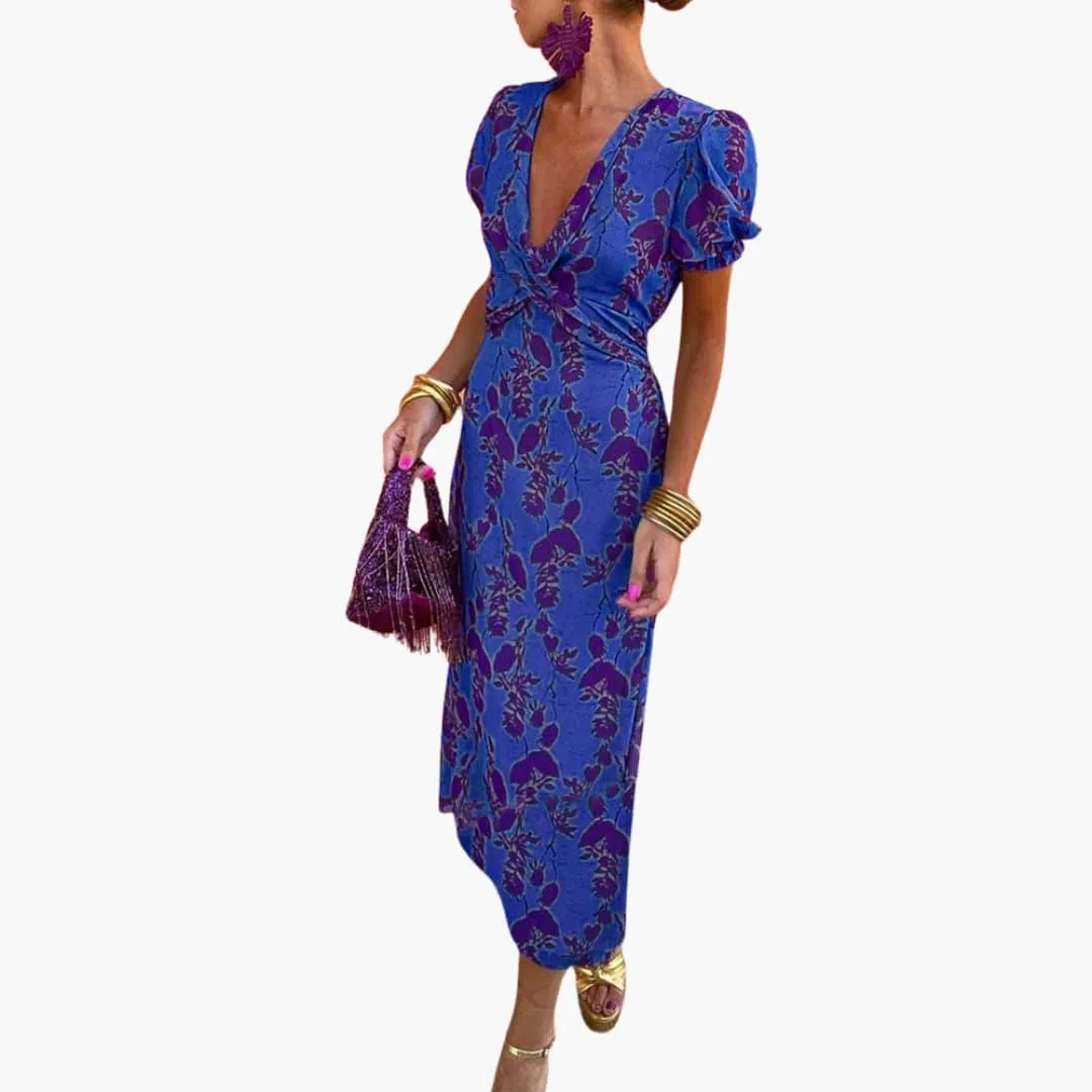Stylish Leaf Pattern Dress for Women