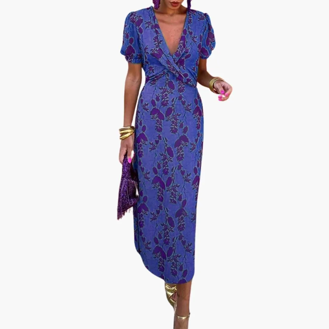 Stylish Leaf Pattern Dress for Women