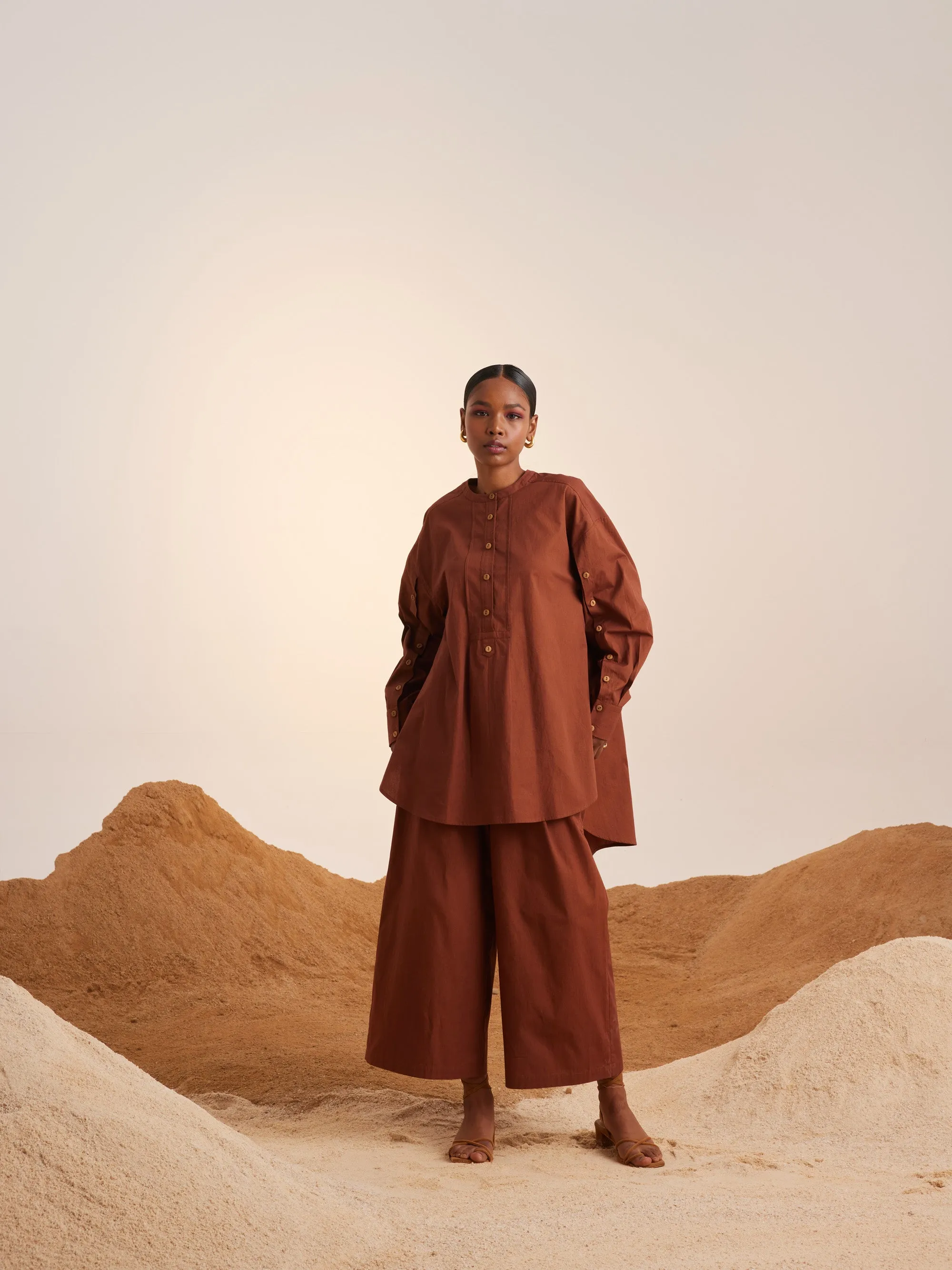 Summer Tunic Top Topstictched-Rust-Cotton-Ss25-Tst-Rst-Cord