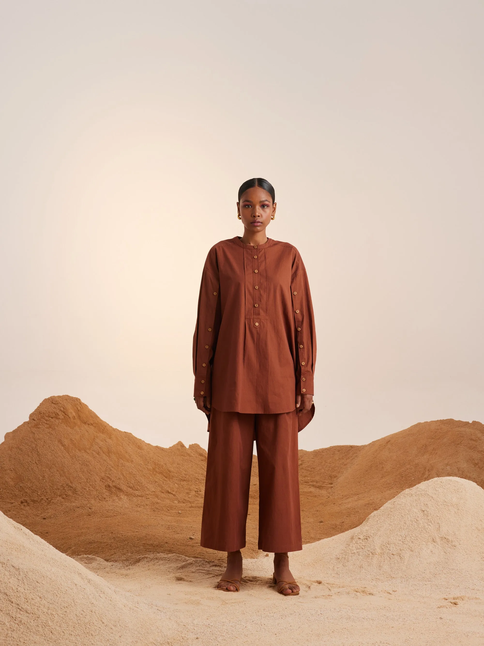 Summer Tunic Top Topstictched-Rust-Cotton-Ss25-Tst-Rst-Cord