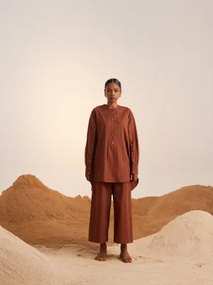 Summer Tunic Top Topstictched-Rust-Cotton-Ss25-Tst-Rst-Cord