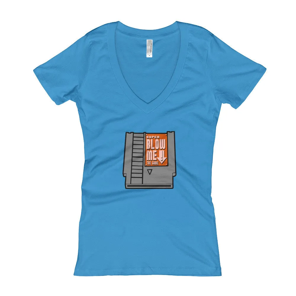 Super Blow Me Cartridge Fitted V-Neck T-shirt