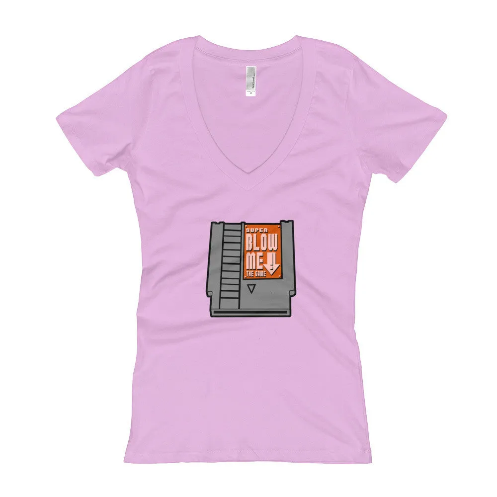 Super Blow Me Cartridge Fitted V-Neck T-shirt