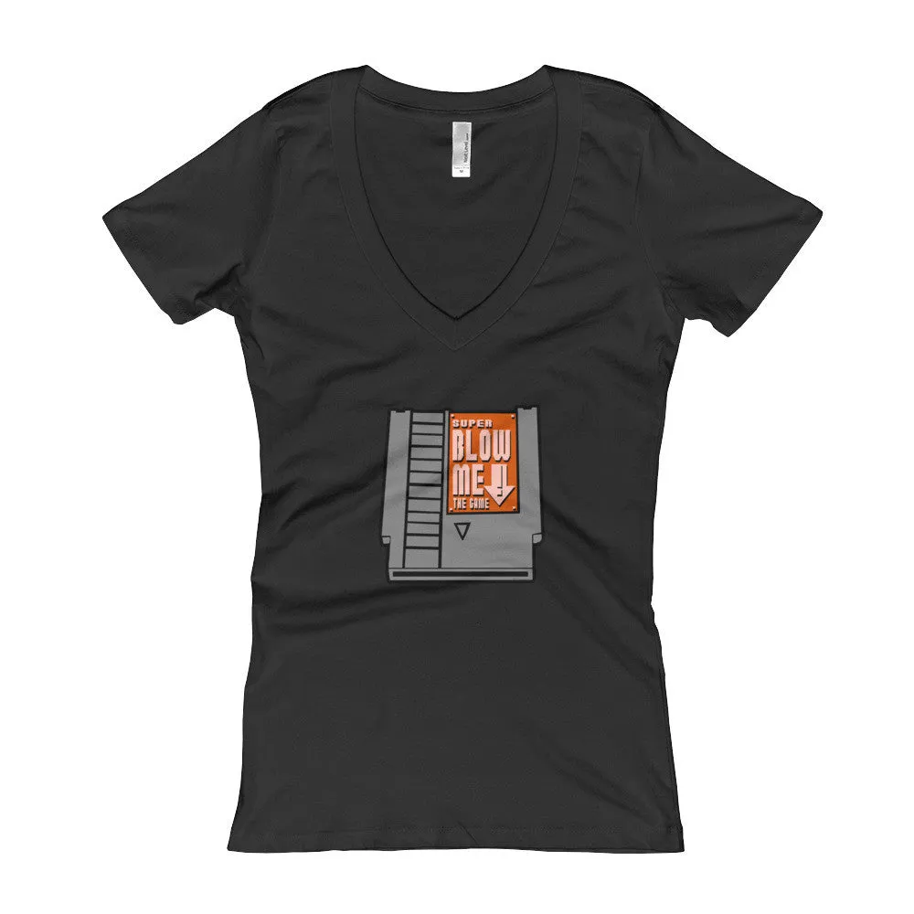 Super Blow Me Cartridge Fitted V-Neck T-shirt