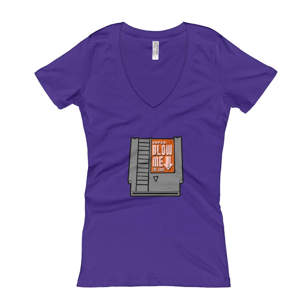 Super Blow Me Cartridge Fitted V-Neck T-shirt