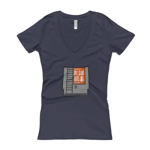 Super Blow Me Cartridge Fitted V-Neck T-shirt