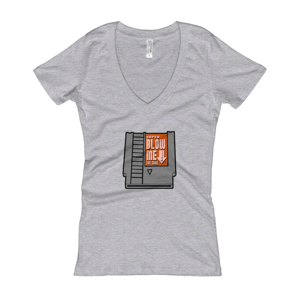 Super Blow Me Cartridge Fitted V-Neck T-shirt