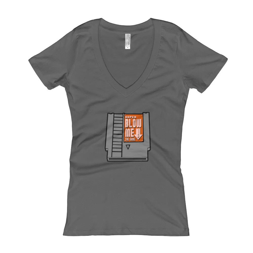 Super Blow Me Cartridge Fitted V-Neck T-shirt